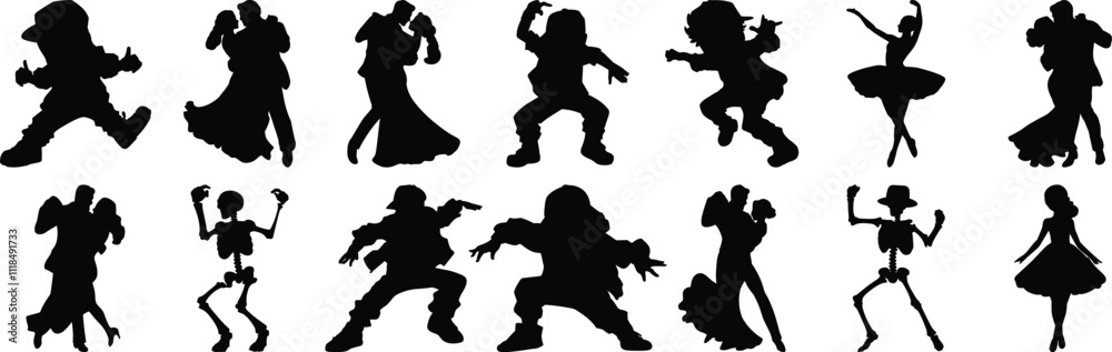 Dancer silhouette set vector design big pack of dance illustration and icon Dancer silhouette set vector design big pack of dance illustration and icon