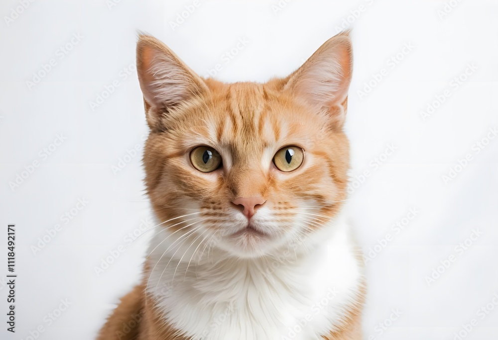 Close-up portrait of a beautiful orange tabby cat with striking green eyes. The cat is looking directly at the camera. Close-up portrait of a beautiful orange tabby cat with striking green eyes. The cat is looking directly at the camera.