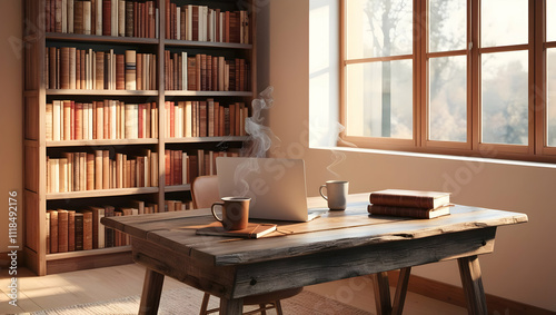 Wallpaper Mural Cozy Workspace in a Library Torontodigital.ca