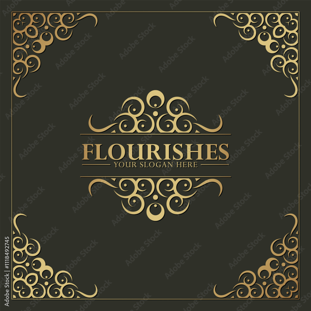 Luxury ornament greeting card vector template