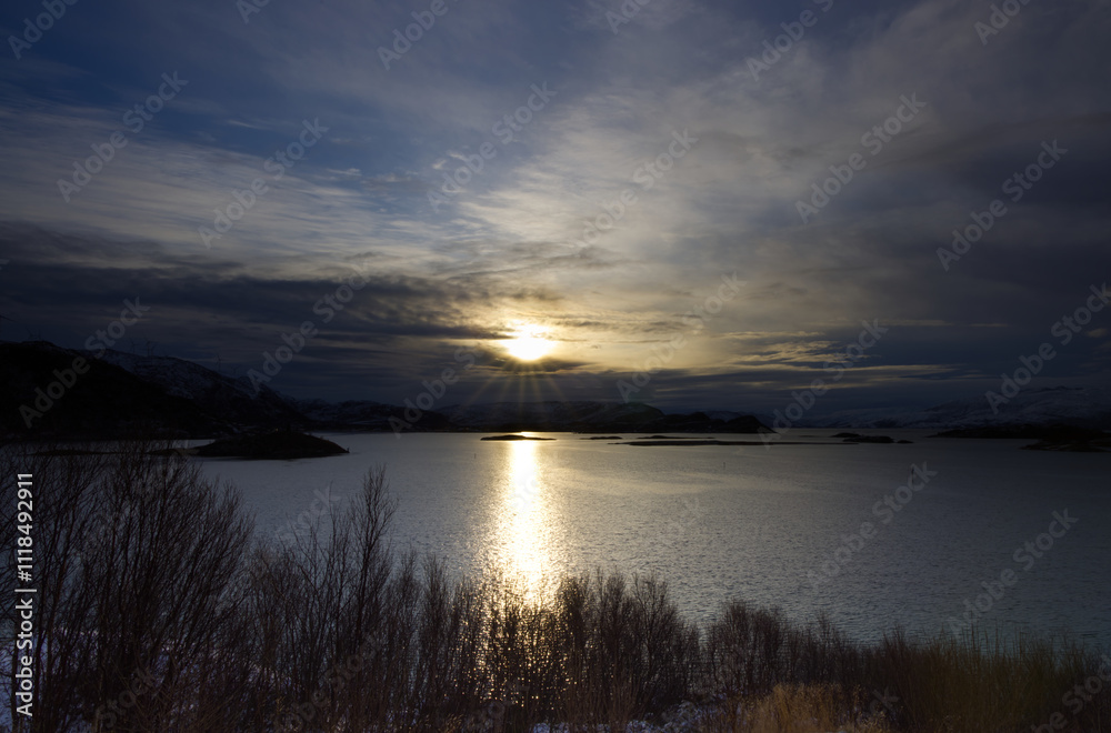 Fototapeta premium The spectacular environment of Sommaroy in Norway, colors and atmosphere