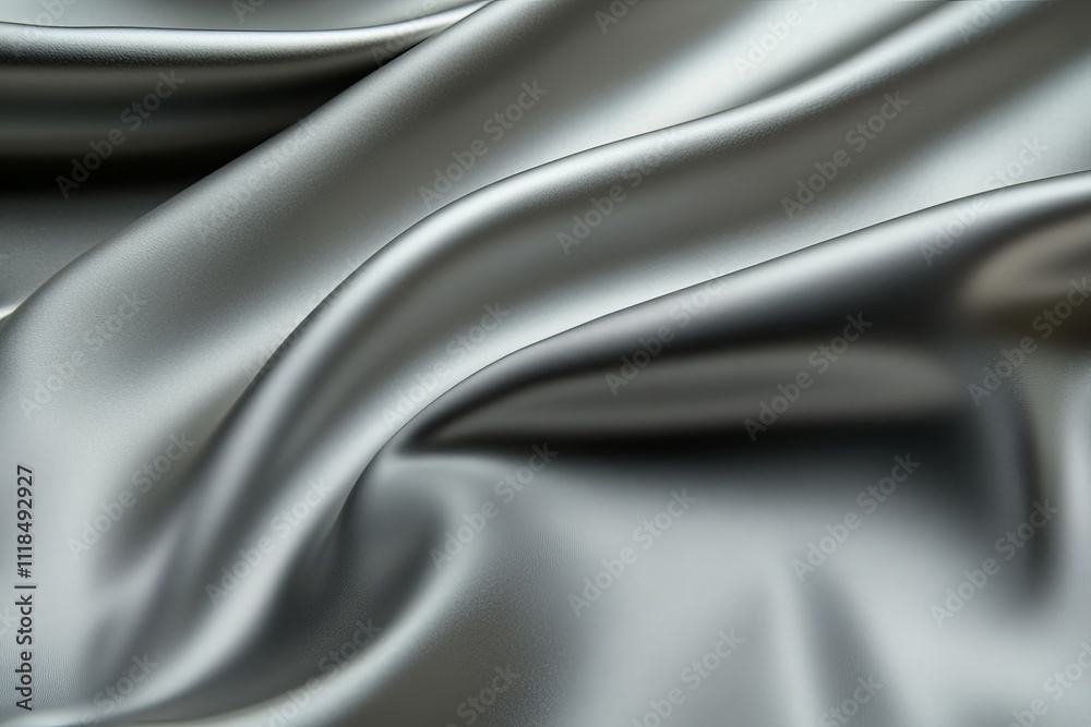 Obraz premium Close-up of luxurious, flowing silver fabric. Smooth, elegant texture.