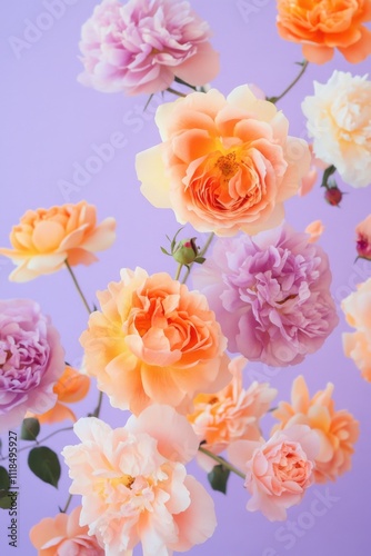Wallpaper Mural Pink and Orange Flowers on Purple Background Torontodigital.ca