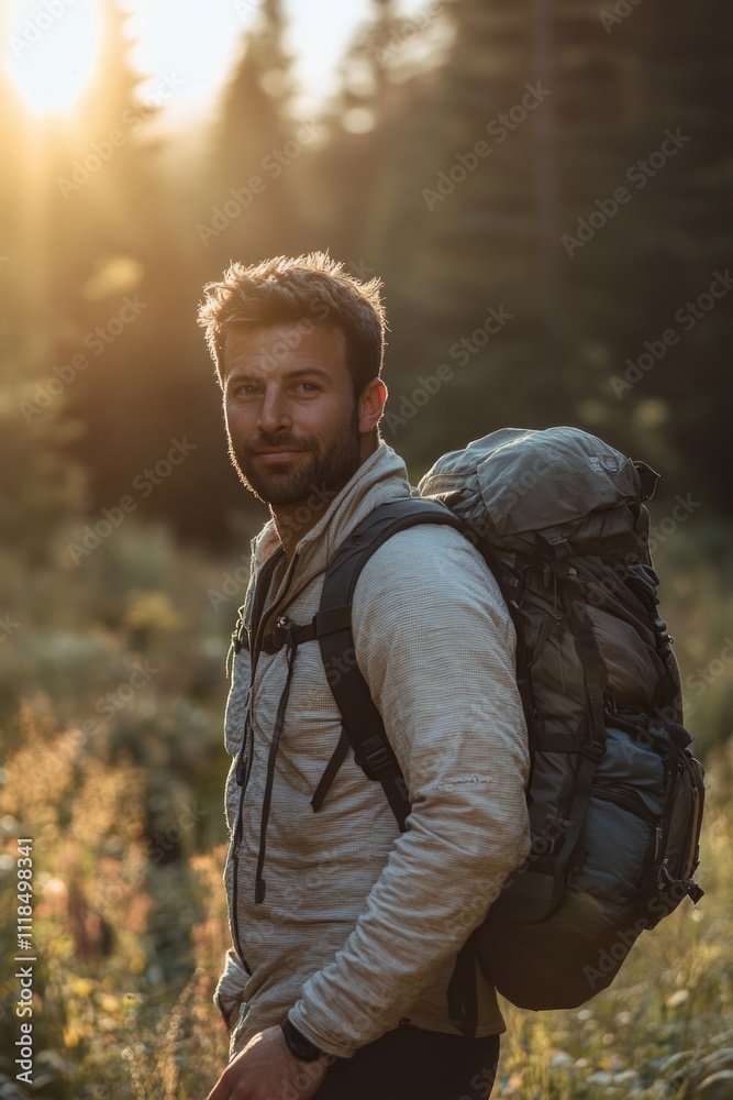 Hiker in field Hiker in field