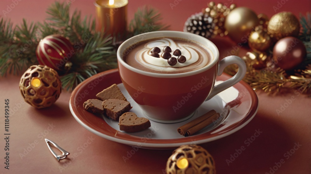 christmas still life with coffee and decorations christmas still life with coffee and decorations