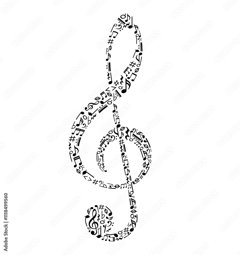 Obraz premium Music notes icon, musical key signs, treble clef 