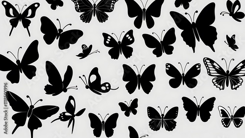 black and white seamless pattern butterfly