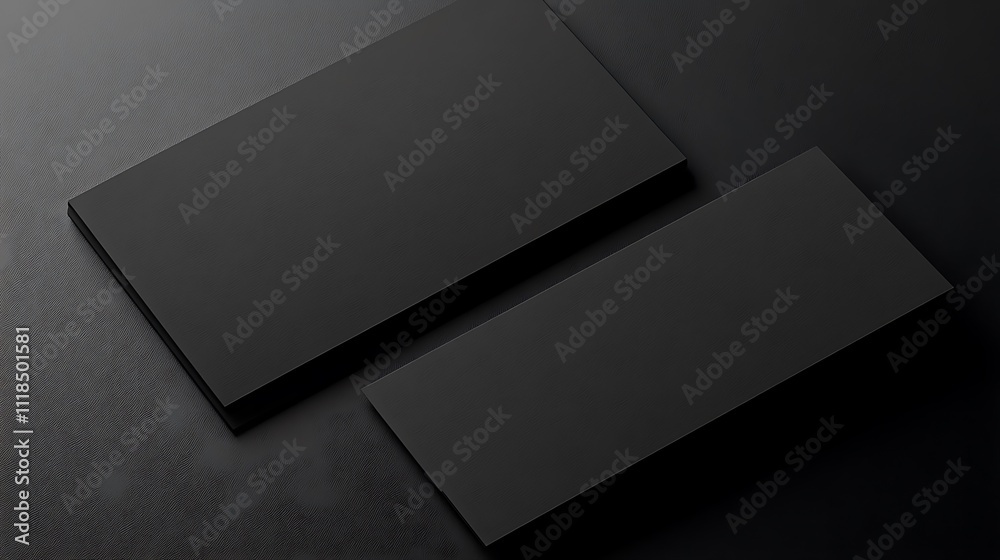 Black business cards overlapping on a dark surface. Black business cards overlapping on a dark surface.