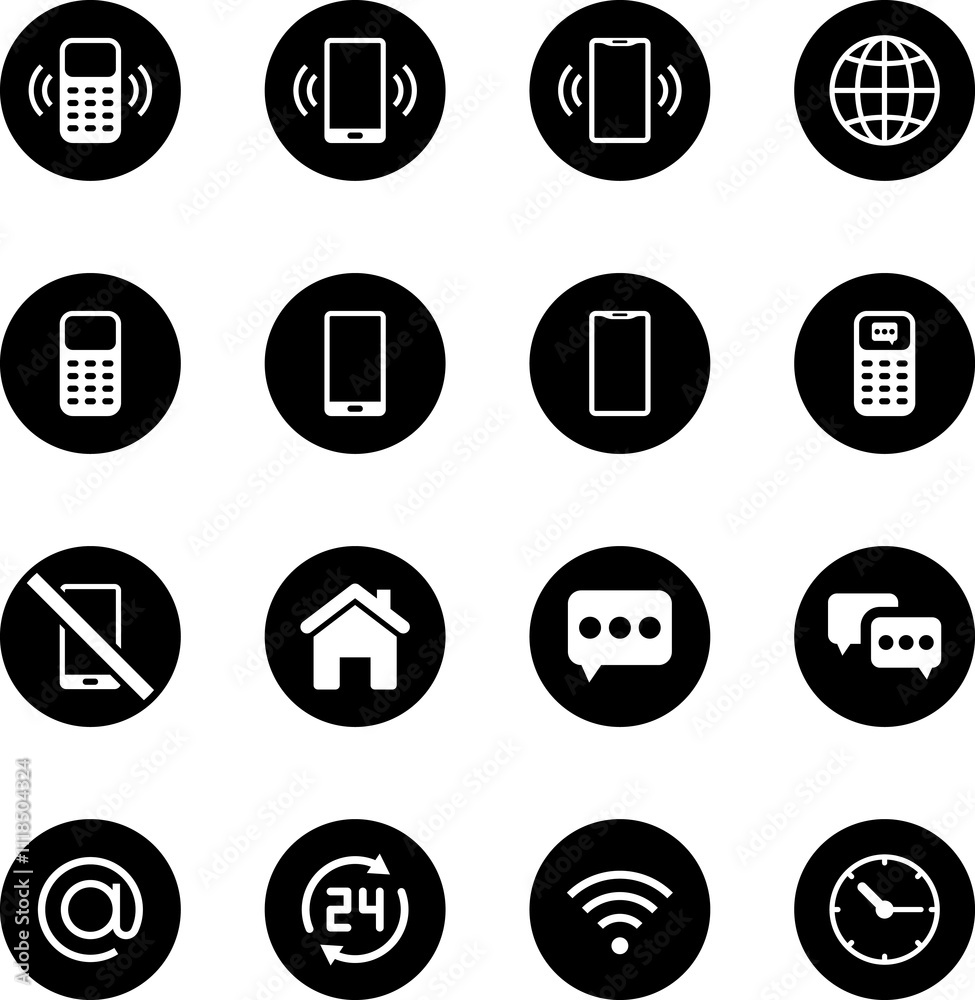 Contact us icons set. Phone, Chat icon. Telephone call sign. Contact symbol phone mobile call. Cell phone pictogram. Vector illustration. Contact us icons set. Phone, Chat icon. Telephone call sign. Contact symbol phone mobile call. Cell phone pictogram. Vector illustration.