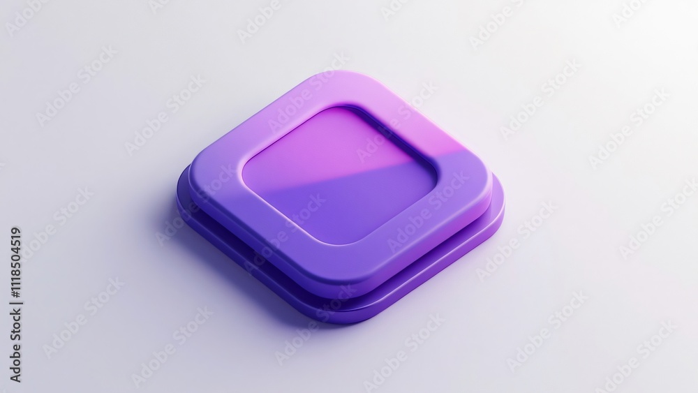Modern Minimalist Violet 3D App Icon, Sophisticated Rounded Square Design for Mobile App UI Modern Minimalist Violet 3D App Icon, Sophisticated Rounded Square Design for Mobile App UI