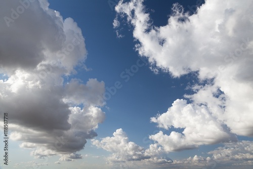 Puffy clouds.View beautiful sky Background