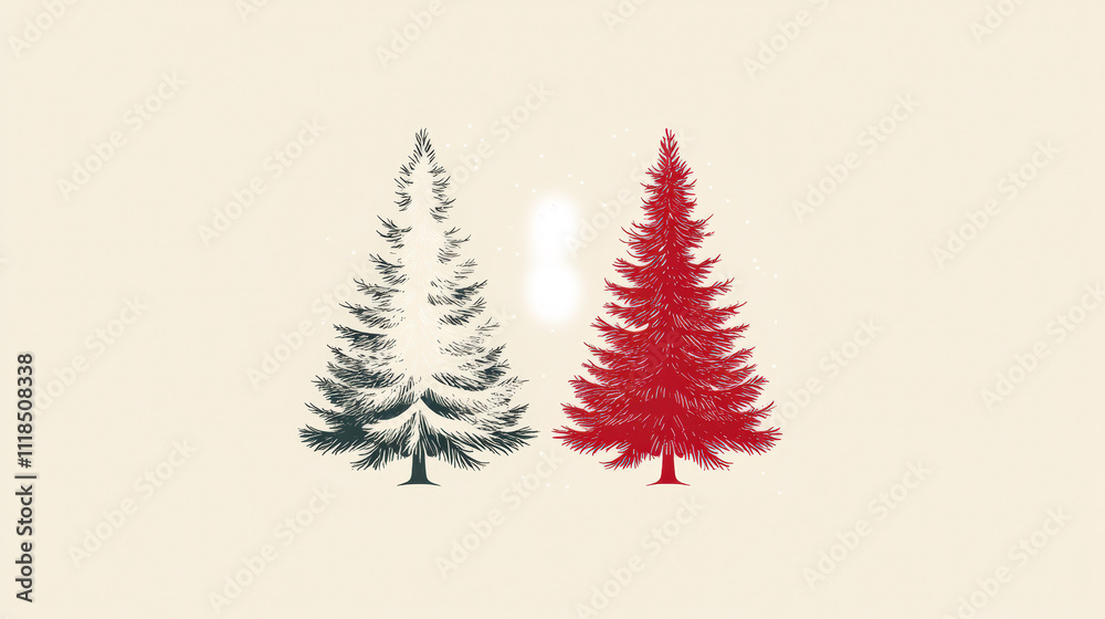 Minimalist stylish flat modern graphic design abstract Christmas trees illustration, good for Christmas card. Minimalist stylish flat modern graphic design abstract Christmas trees illustration, good for Christmas card.