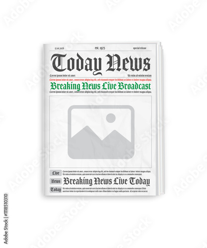 Newspaper layout. Breaking world news tabloid on newspaper. Realistic vector illustration.