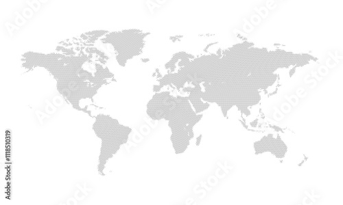World map and continents from dots on white background. World map from points. Vector illustration.
