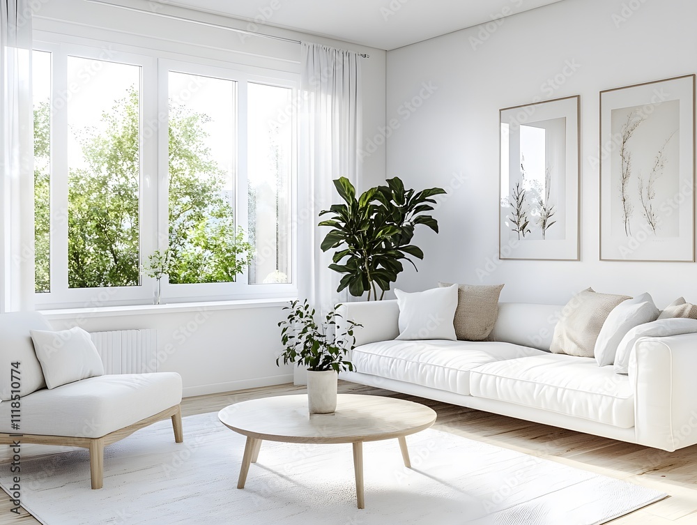 Bright and Airy Minimalist Living Room with Large Windows, Green Plants, and Light Color Palette Ideal for Contemporary Home Decor Inspiration Bright and Airy Minimalist Living Room with Large Windows, Green Plants, and Light Color Palette Ideal for Contemporary Home Decor Inspiration