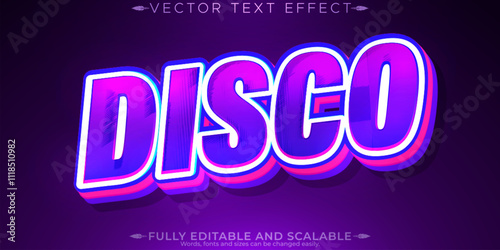 Music club text effect, editable party and disco text style