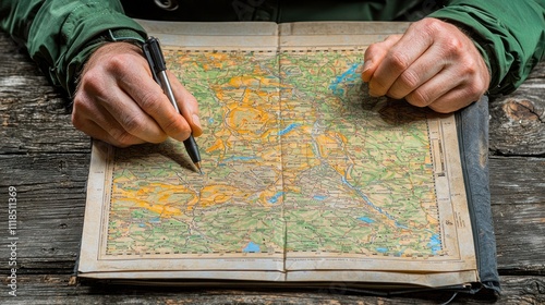 Wallpaper Mural Planning an Adventure: A Traveler's Hands Studying a Vintage Map Torontodigital.ca