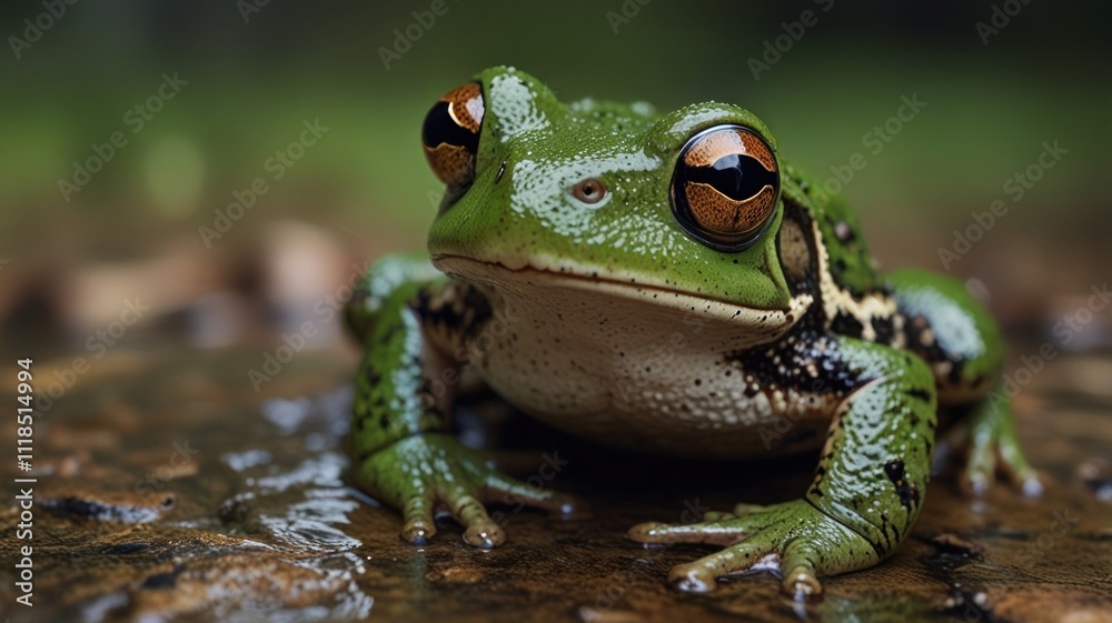 Obraz premium Green Frog Closeup