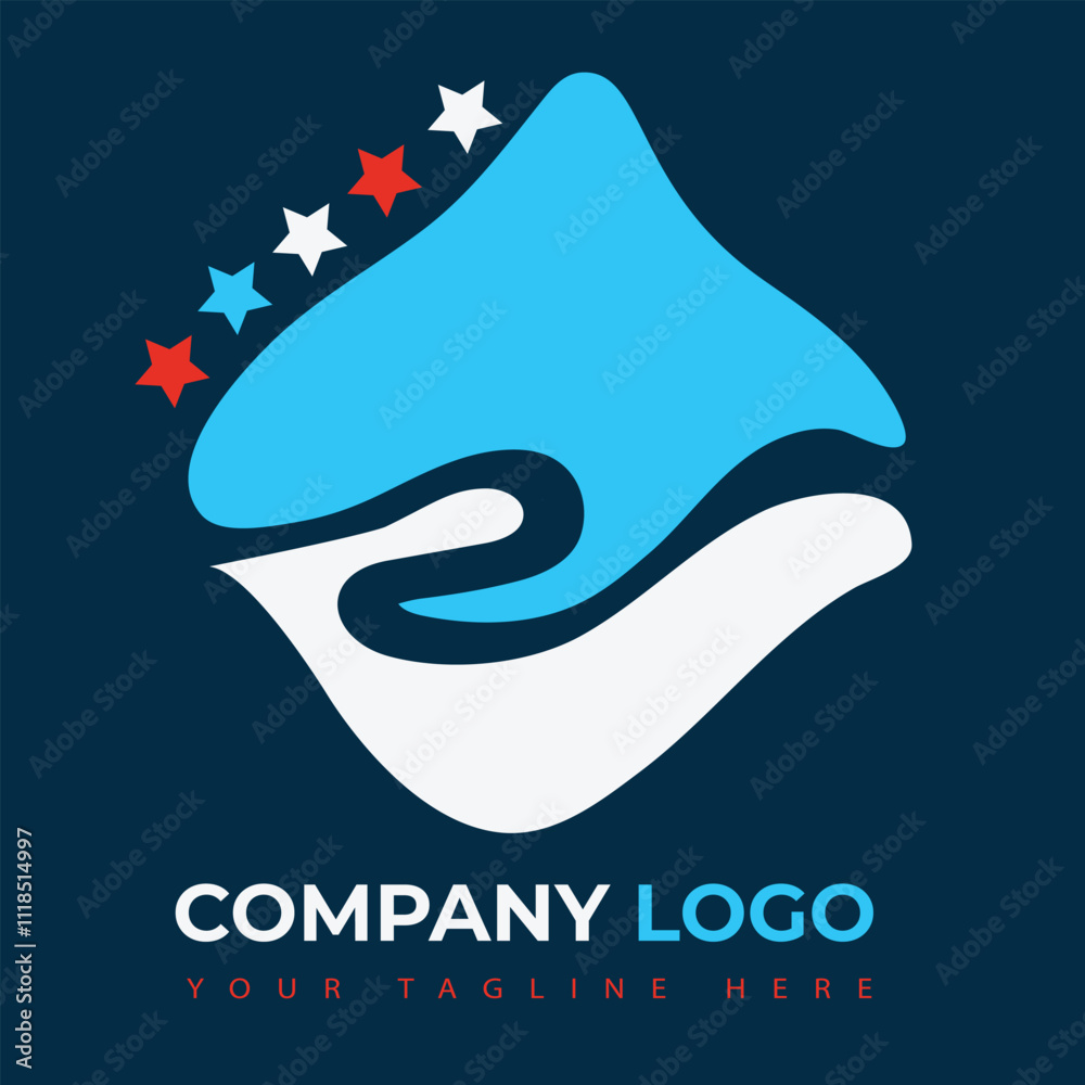 custom made wallpaper toronto digitalAbstract Unique Diamond-Shaped Company Logo with Red and White Wave Design on a Dark Blue Background.