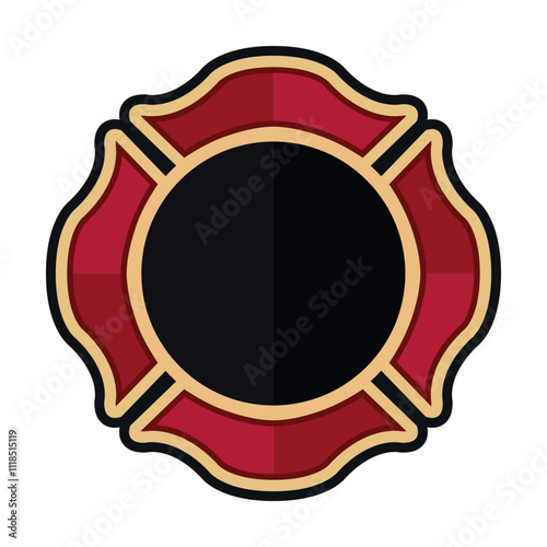 Fire fighter emblem icon symbol, firefighter logo template, blank fire department badge icon vector colorful trendy style illustration isolated on white background.