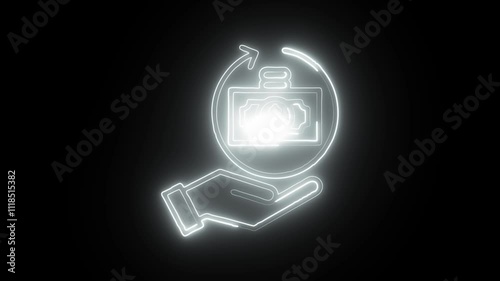 glowing neon bglowing neon cash flow icon isolated on black background. HD video motion graphic animationarking icon isolated on black background. HD video motion graphic animation photo