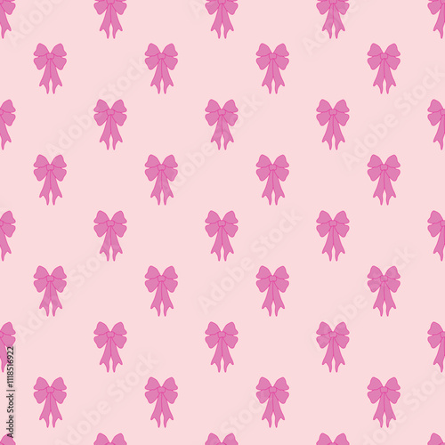 Seamless pattern with pink bows