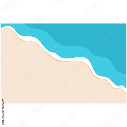 Beach Background Wave. Sandy beach and water summer holiday background vector illustration.