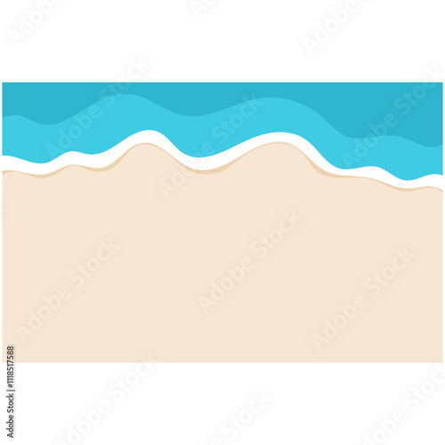 Beach Background Wave. Sandy beach and water summer holiday background vector illustration.