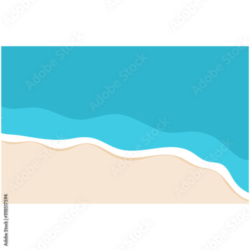 Beach Background Wave. Sandy beach and water summer holiday background vector illustration.