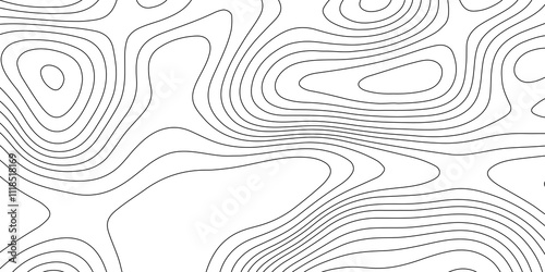 Abstract topographic contours map background vector geographic mountain relief vintage outdoors style, black wave lines seamless topographic cartography map patterns with seamless ornament design.