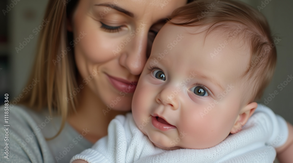 Mom Mother with Her Adorable Newborn Infant Baby Mom Mother with Her Adorable Newborn Infant Baby