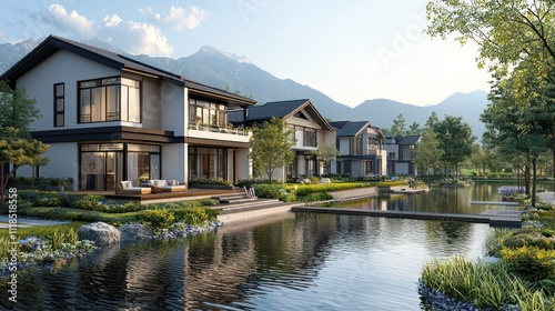 Luxury Lakeside Homes nestled in Mountain Scenery