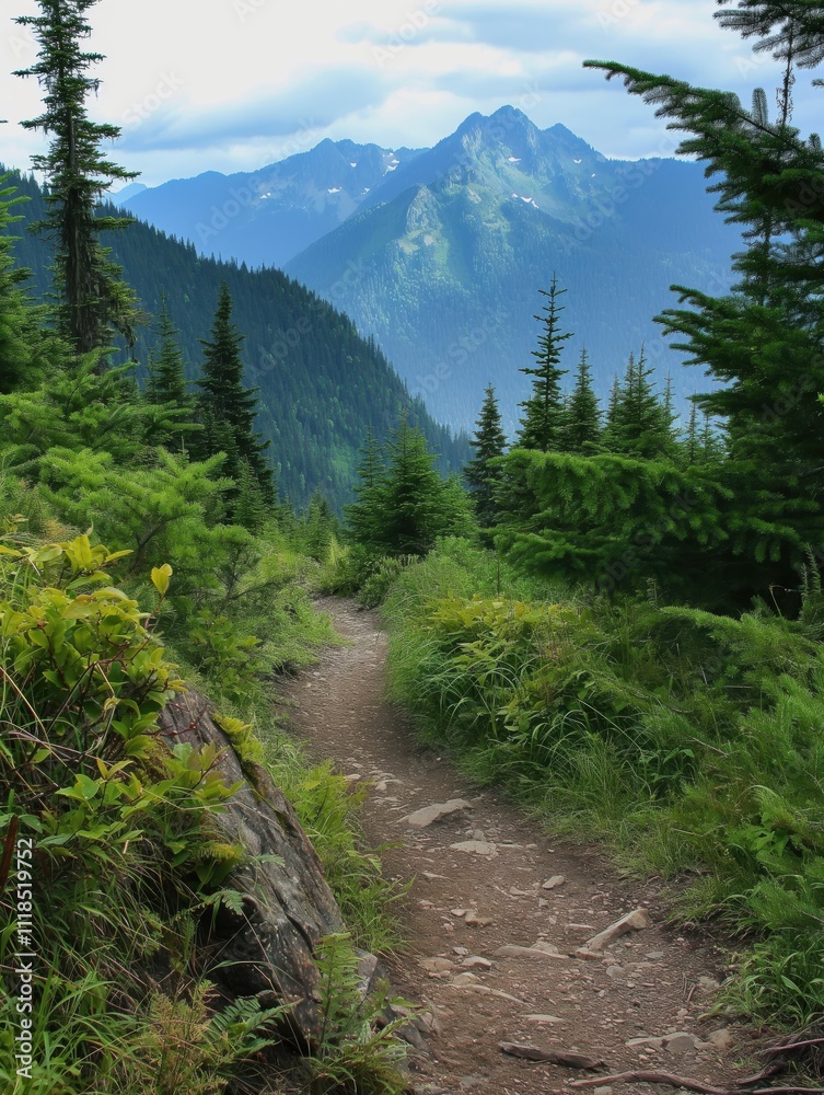 Fototapeta premium Scenic hiking trail adventure in nature mountain landscape viewpoint
