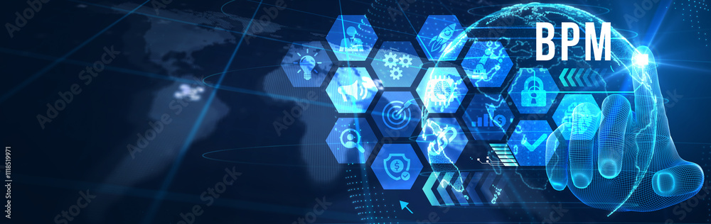 Fototapeta premium BPM Business process management system technology concept. 3d illustration