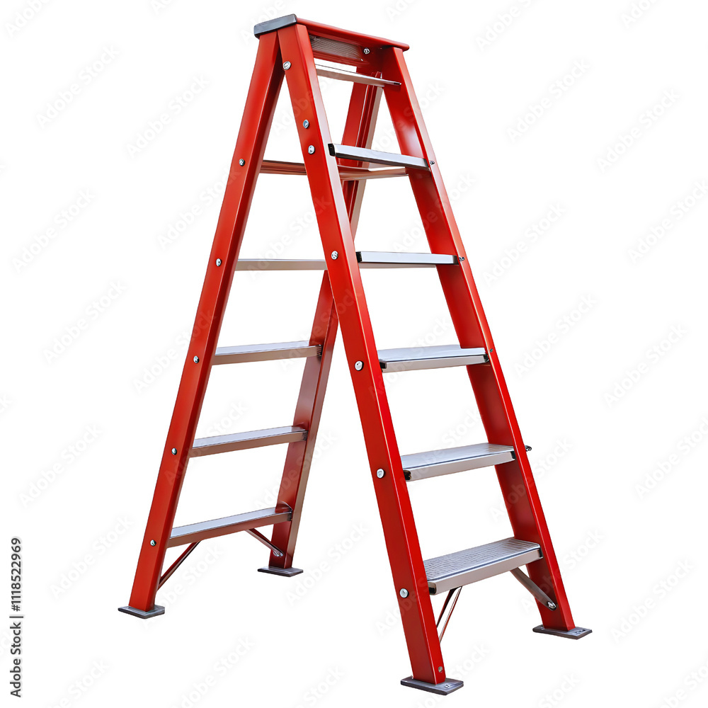 red ladder isolated on white red ladder isolated on white