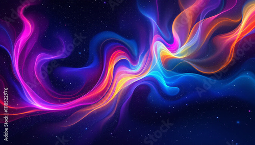 Colored waves in the middle of the night sky computer wallpaper