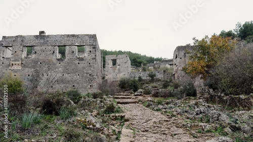 Ancient Greek village grey skies and overcast day