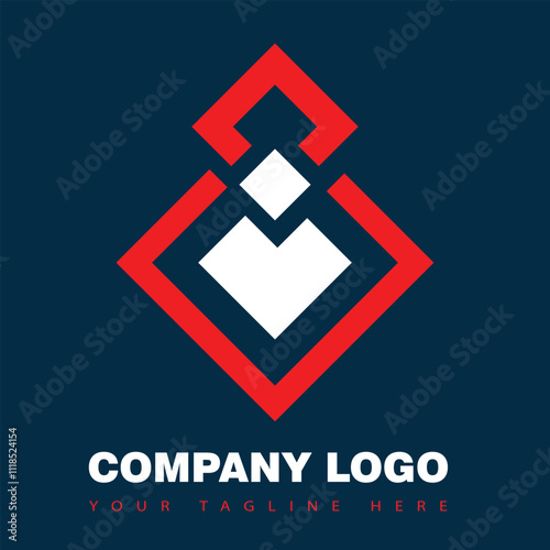 Modern Abstract Company Logo Design in Red, White, and Blue Theme