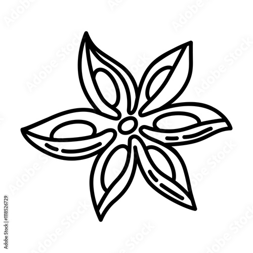 Illustration of star anise. Stylized food object for cooking recipe and menu.