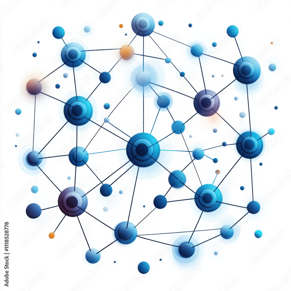 modern icon of blockchain network, showcasing interconnected nodes in various shades of blue, representing technology and innovation modern icon of blockchain network, showcasing interconnected nodes in various shades of blue, representing technology and innovation