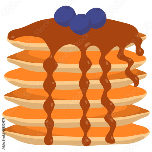 National Pancake Day. National Pancake Day vector. Pancakes with syrup and raspberries vector. Pile of pancakes on a plate icon. 