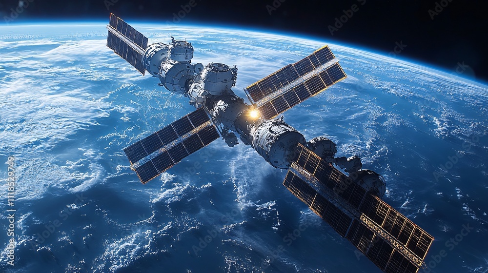 Obraz premium space stations and orbital research