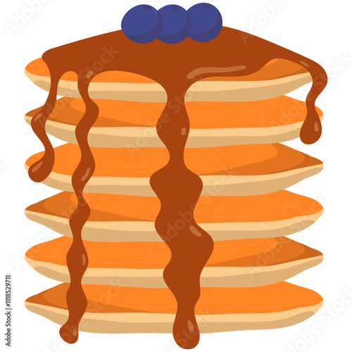 National Pancake Day. National Pancake Day vector. Pancakes with syrup and raspberries vector. Pile of pancakes on a plate icon. 