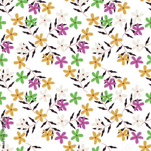 Wallpaper Mural Seamless floral pattern, liberty ditsy print of pretty decorative art meadow, mini wild plants. Cute botanical design: small hand drawn flowers, simple tiny grass, leaves. Vector illustration. Torontodigital.ca