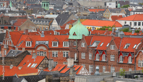 View from top of the buildings in Copenhagen, the capital of Denmark in Northern Europe photo