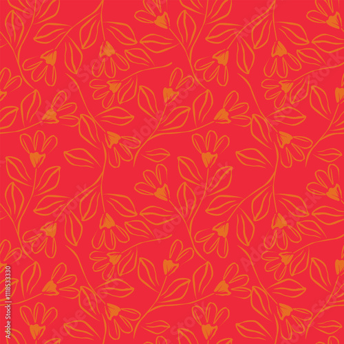 Seamless floral pattern, liberty ditsy print of mini pretty bouquets. Cute botanical design: small hand drawn flowers, tiny leaves in an abstract composition on a light background