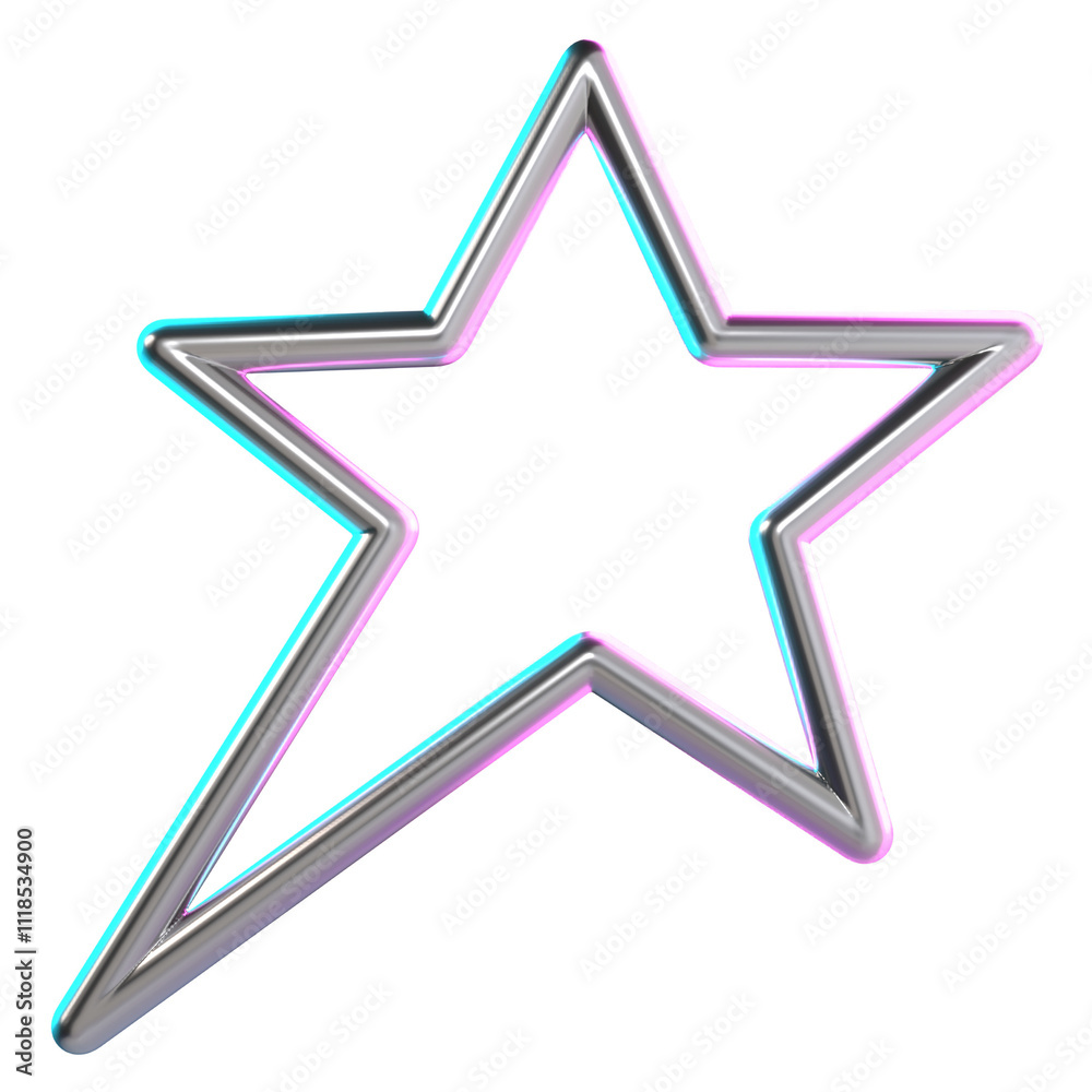 3D Metallic Neon Star Outline illustration 3D Metallic Neon Star Outline illustration