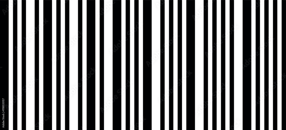 Black and white vertical stripes forming a barcode like pattern, ideal for retail, product identification, inventory management, and modern tracking technologies