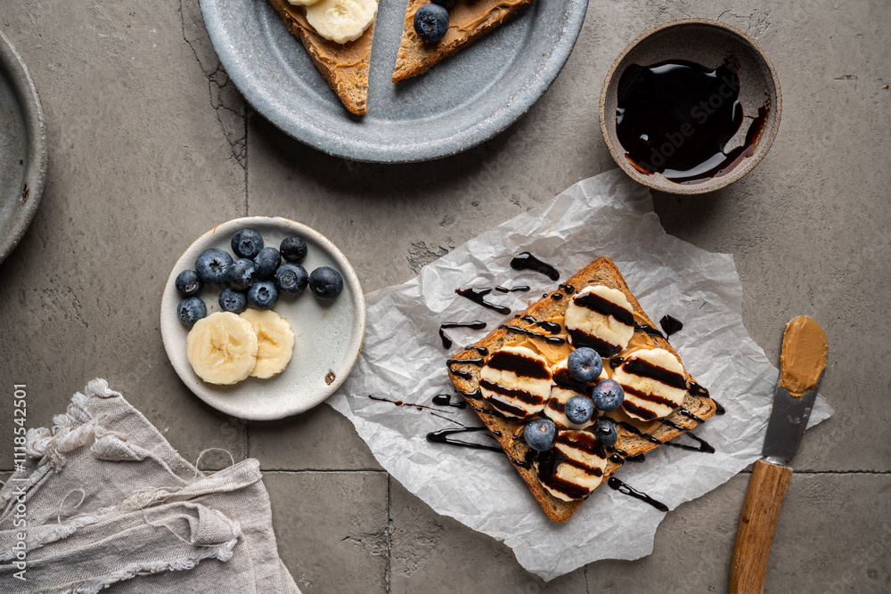 Fototapeta premium Peanut butter toast