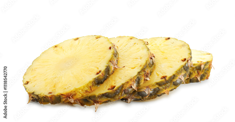 Pieces of juicy pineapple isolated on white Pieces of juicy pineapple isolated on white